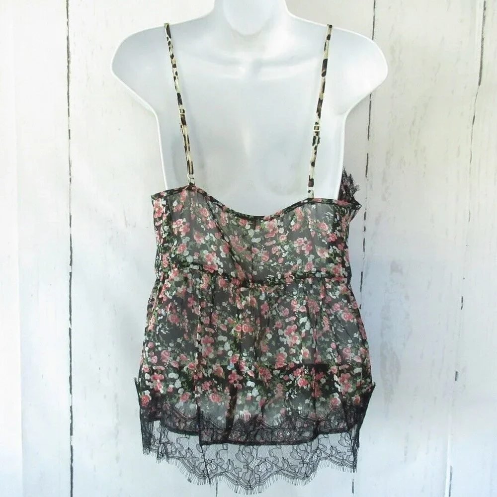 Umgee Tank Top Floral Lace Cottagecore Peasant Cami - Picture 6 of 8